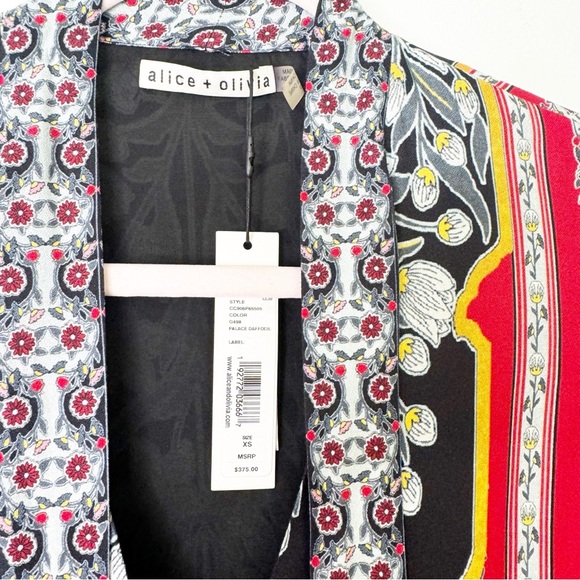 NWT Alice + Olivia Moore Floral Tie-Neck Layered Flutter Sleeve Tunic Dress XS - Picture 9 of 9